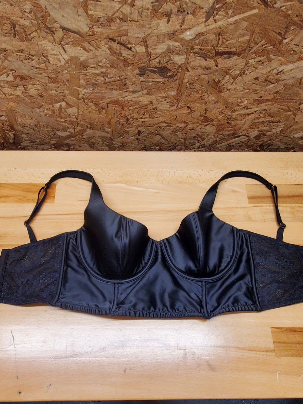 Victoria's Secret- Very Sexy Black Satin Longline Bustier Bra- 32DD - Picture 2 of 7